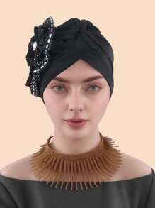 1pc Solid Color Party Polyester(Polyester) Pearl Solid Color Rhinestone Hat, Suitable For Daily Life, Home, Wedding, All Seasons