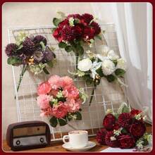 1支/2支人造牡丹花刺绣球花束，仿真玫瑰球菊花，适合秋季婚礼花瓶装饰、客厅卧室家居装饰、节日生日派对用品、户外花园装饰