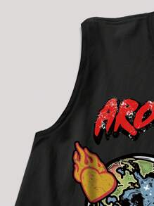 Lonblece Summer Men's Sleeveless T-Shirt Brand Hand-Painted Earth Element Graphic Tank Top Casual Sports Tee - Black - View 7