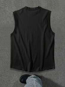 Lonblece Summer Men's Sleeveless T-Shirt Brand Hand-Painted Earth Element Graphic Tank Top Casual Sports Tee - Black - View 3