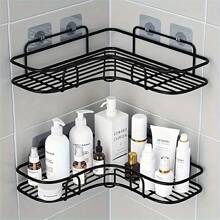 1 pieza Estantería de esquina para ducha de acero inoxidable - resistente a la oxidación, estantería de baño montada en la pared para champú, tónico y cosméticos