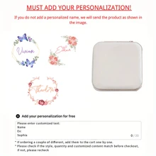 1pc Customizable Name Leather Jewelry Box,Mother's Day Gift, Personalized Birthday Flower Design, Versatile Storage Case For Bridesmaid Gift, Birthday, Valentine'S Day Present, Classic Style, Rectangular, Snap Closure, Plastic Interior, No Power Required, Jewelry Boxes