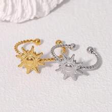 18K 电镀女士戒指 - 精致时尚的阳光设计戒指，个性化防过敏和防锈