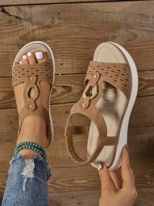 Women Wedge Heel Sandals, Soft Bottom Versatile Fashionable Slip-On, Summer