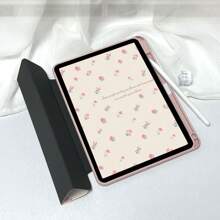 1 pieza, Funda protectora para Tablet Apple Pro 2024 de 13 pulgadas/5ta/6ta/7ta generación o Pro de 11 pulgadas 1ra, 2da generación/Air6 2024 4ta, 5ta generación/8va, 9na generación/10ma generación con ranura para bolígrafo y rotación de 720°, de piel de PU con patrón de pequeñas flores rosas, panel trasero de acrílico rígido y diseño de borde de silicona suave, con función de activación/suspensión automática, a prueba de caídas y golpes, ideal como regalo del Día de San Valentín (por favor lea las instrucciones antes de realizar el pedido)