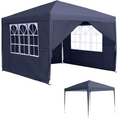JOIEYOU Pavillon 3x3 wasserdicht stabil Winterfest Faltpavillon, höhenverstellbar Partyzelt UV-Schutz mit 4 Seitenteilen