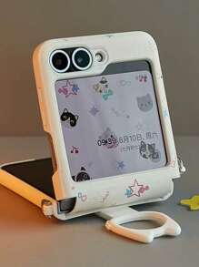 1pc Foldable Cat Ring Phone Case, Compatible With Samsung Z Flip6/Z Flip5/Z Flip4
