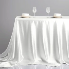 1Pc Rectangular/Round Elegant Satin Tablecloth Luxury Glossy Polyester Table Cover For Wedding, Party, Banquet Table Cover For Elegant Decor For Formal Dining Extra-Long Rectangular Table Cover Shiny Bridal Banquet Tablecloth For Reception & Party Machine Washable