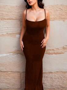 Cherry Sexy Mermaid Strapless Long Dress - Rust Brown - View 1