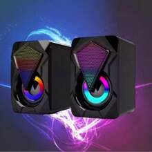 Computer Speaker Box PC Gamer Speaker RGB Cool Breathing Light - 黑色 - 查看 3