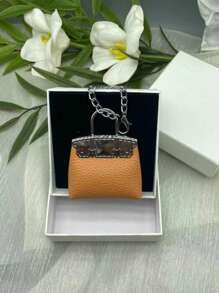 1pc Fashion Creative Oil-Wax Mirrored Effect Valentines Day Gift Mini Bag Pendant With Metal Chain, Cute Keychain Accessory (Without Box) - Multicolor - View 26