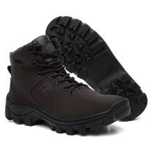 Men's Combat Boot Leather Ec Adventure Resistant Comfortable For Work StrongCalçados - Coffee Brown - View 3