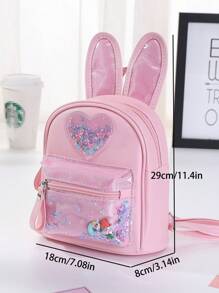 1 件儿童亮片兔子背包，迷你可爱配件，适合女孩旅行和户外使用