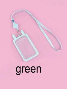 1pc Clear Solid Rabbit Ear Decor Card Holder With Lanyard, Simple Portable Card Holder For Office, School, Student Back To School - Purple - View 18