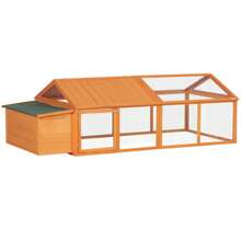 PawHut Chicken Run, Wooden Chicken Coop With Nesting Box, Openable Roof For 4-8 Chickens, Rabbits, Ducks, For Garden - Orange - Orange - View 2