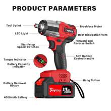 Vandise Cordless Impact Wrench, 1/2" Brushless Power Impact Gun, 2500RPM Electric Wrench, Max Torque 550N.M With 4 Sockets, 12PCS Screwdriver Bits, 4.0Ah Battery & Carry Box For Car Home  21V Brushless Impact Wrench, 3-In-1 Electric Wrench, 3400 RPM, Maximum Torque Of 550 N.M, With 4 Sockets, 12 Screwdriver Bits, For Automotive And Home Use Cordless Impact Wrench Brushless 1/2" 550N.M Electric Impact Wrench Battery 4000mah, Battery Impact Wrench With 4 Sockets, 12 Screwdriver Bits, For Cars Trucks