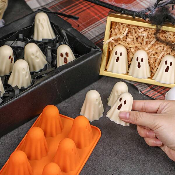 Lot de 2 moules à chocolat et caramel, moules en silicone pour Halloween, orange
