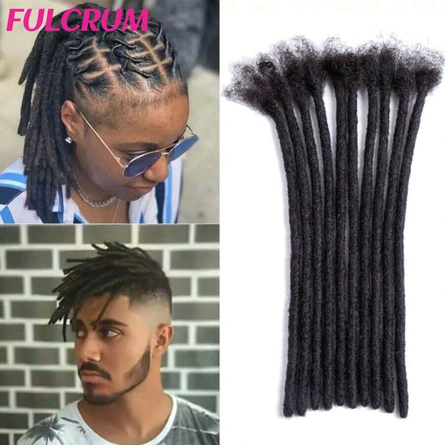 FULCRUM Przedłużanie dredów 6/8/10/12 cali 10 pasm 0,6 cm szerokości Przedłużanie loków Syntetyczne modne czarne afro perwersyjne przedłużki loków dla mężczyzn/kobiet