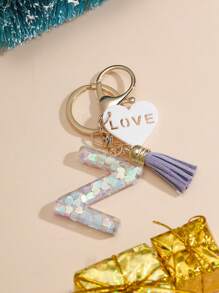 1 件创意 26 个字母钥匙扣，儿童背包配件，蝴蝶字母吊坠钥匙扣，适合女孩