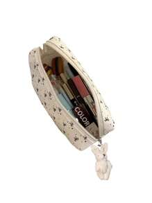 Fresh And Simple Pink Floral Print Pencil Case, Ins Style Highly Attractive Student Desktop Stationery Storage Bag, Natural Style Cosmetic Bag, Back To School Essentials, Pen, School Supplies, Back To School Supplies, Beautiful School Supplies, Office Supplies, Gifts For Gifts, School Bags For Girls, School Admissions, Desk Storage Boxes, Cute Stationery,Makeup Bag