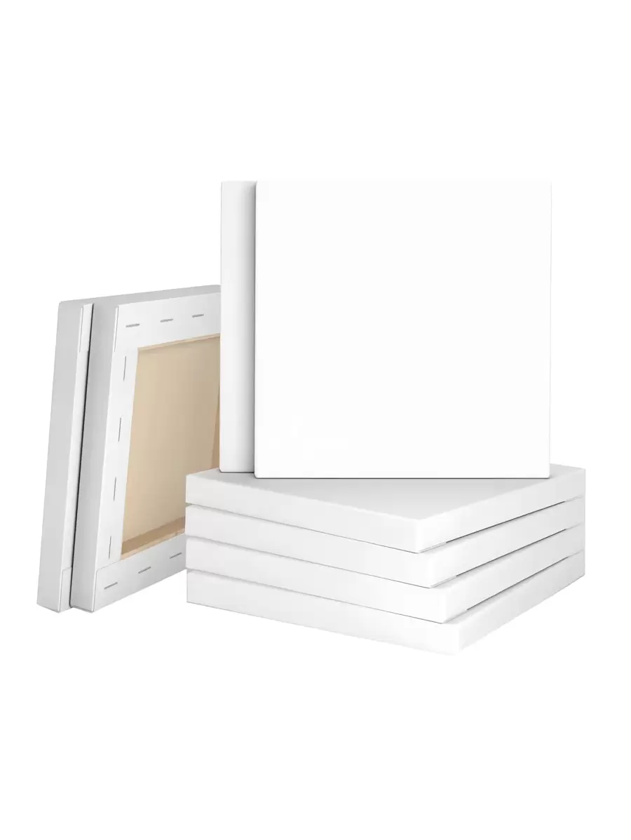 1/4/8pcs White 20*20cm Canvas Painting Frames, Linen Primed Canvas Boards For Oil, Acrylic, Watercolor Painting, DIY Art Supplies,Back To School,School Supplies - White - View 1