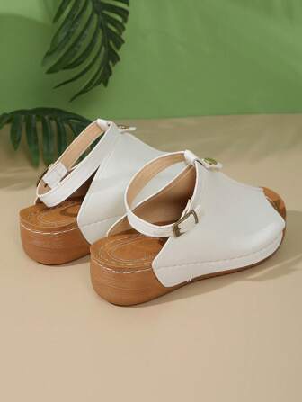 Women's Fashion Student Open-Toe Platform Beach Sandals With Thick Sole And Stitching (Shoelaces Can Be Removed And Adjusted Freely)