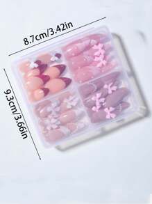 Transform Your Nails With, 96pcs Almond Nail, French Bow Pearls Design Press-On Nails LongPerfect Fit False Nail Set, Contains 1 Nail File 1 Jellyglue, For Women & Girl