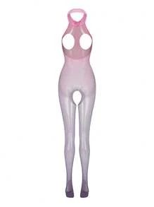 1pc Open Front Fishnet Jumpsuit, Women Lingerie Backless Deep V-Neck Bodystocking For Home Decor - Multicolor - View 7