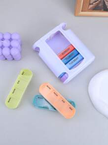 1pc 28 Compartments, 7 Days A Week Portable Pill Box, Color Design Stackable Pill Box, Home Medicine Storage Box, Travel Essentials Pill Box - Multicolor - View 7