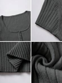 Vaiaye Christmas Women Casual Button Up Ribbed Slim Fit Long Sleeve Sweater , T-Shirt Suitable For Summer And Autumn/Winter Seasons,Long Sleeve Tops