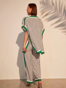 印花绿色休闲衬衫和裤子两件套 - 彩色 - 查看 6