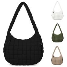 Oversized Ruched Bag Quilted Pattern Minimalist,Solid Color Pleated Puffy Cloud Shoulder Bag, Fashionable And Practical For Women, Simple And Large-Capacity,Can Be Worn Crossbody, Zip Closure
