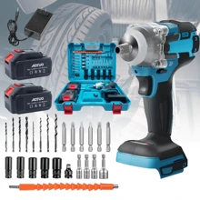 21V Compact Wireless Impact Wrench Set, 258ft LBS Torque, Includes Drilling Kit And Carrying Case, Includes Lithium-Ion Battery And Charger, 0.87-Inch Sleeve, Suitable For Home Repairs, Perfect For DIY And Small Car Tire Work - Blue - View 4