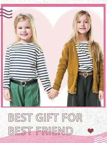 Kids' Leather Belt, Girls' Faux Crystal Heart Shape Metal Buckle Belt - one-size - View 4