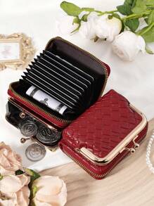 Burgundy Bag Charry Red Bag Wine Red Bag,Elegant Women's Compact Wallet With Multi-Functional Card Storage, Zippered Card Compartment, Detachable Coin Pocket With Snap Closure, And ID Window - Stylish Bifold Design For Credit Cards, Bank Cards, And Cash, Perfect Gift For Girlfriend, Mom, Teacher, Or Loved Ones, Suitable For Travel, Work, And Everyday Use, Fashionable And Practical For School, Office, And Outdoor Adventures - Burgundy - View 10