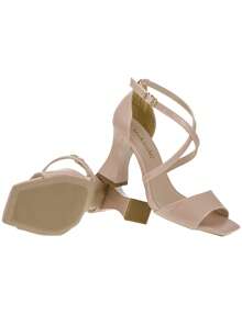 Women's Sandal High Heel Geometric Cup Studded Shekinah Cross Straps Fashion New Release - Màu be - Xem 5