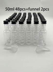 24pcs25 Ml/50 Ml/100 Ml/150 Ml Reusable PET Plastic Empty Wine Bottle Mini Bottles, Equipped With A 5 Cm Small Funnel And Perfect Carton Packaging, To Ensure The Of The Product During Transportation, Equipped With Gold/Black/Silver Three Color Optional Screw Aluminum Caps, Mini Wine Bottle, Portable Accessories Storage