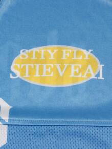 夏季美式原宿宽松上衣Y2K字母印花棒球T恤女短袖街头休闲运动衫 - 藍色 - 查看 7