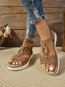 Women Wedge Heel Sandals, Soft Bottom Versatile Fashionable Slip-On, Summer
