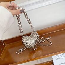 1 件女士心形金属单肩包高品质银口红包可爱迷你斜挎包链条贝壳配饰包 - 銀色 - 查看 2