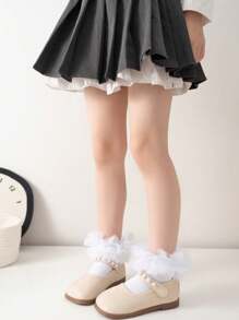 4 双儿童袜子，女童袜子蓬松荷叶边公主裙袜蕾丝舞蹈袜新生儿/婴儿/幼儿/女孩，适合所有季节 - 彩色 - 查看 6