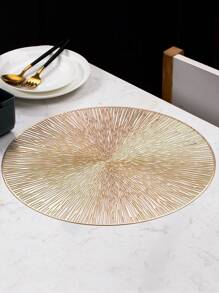 2/12pcs 15" Round Gold Foil Fireworks Pattern Placemats, (PVC) Material, Gold Stamping Hollow Design, Waterproof, Washable, Easy To Clean, Non-Slip, Heat-Resistant, For Room Decor, Dining Table, Home Decor, Suitable For Holidays, Parties, Birthdays, Weddings And Dinners