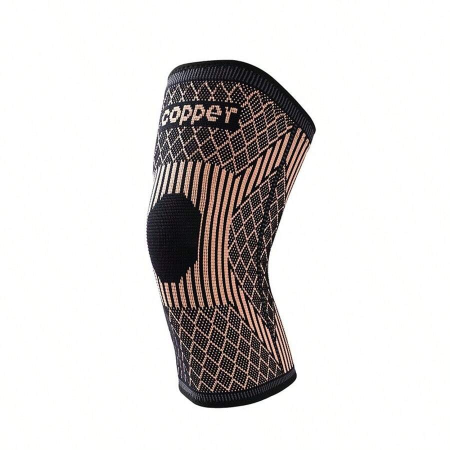 1 件铜离子针织硅胶防滑铜色护膝，男女皆宜，弹性贴合，适合篮球和健身 - 銅色 - 查看 1