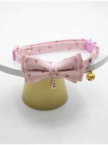 Phụ kiện vòng cổ cho chó/mèo dễ thương - Ý tưởng quà tặng, Vòng cổ nơ trái tim màu hồng - Hồng - Xem 18