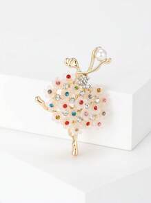 Fashion Rhinestone Ballerina Brooch For Women Dress Suit Pin Accessories Party Banquet Gift - Ballerina - View 2
