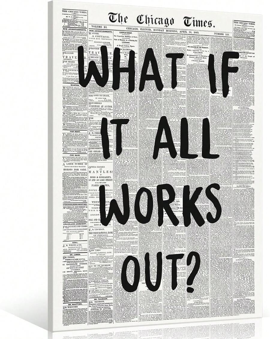 1pc News Wrapped Canvas Aesthetic Black And White Vintage Headline Preppy Decor Bedroom Apartment Unique Canvas Prints 8x12inch(Framed Wrapped Canvas) - Màu be - Xem 1