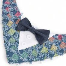 1pc Pet Accessories, Denim Casual Tassel Bow Tie Pet Party Decoration Bib/Triangle Scarf
