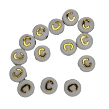 200 Separate Letter Beads A To Z Alphabet Vowel Consonant Bead Jewelry Crafts - White and Gold - View 4