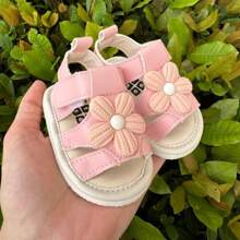 Sandália bebê infantil floral rosa menina recém nascido confortável - Rosa chiclete - Visão 2