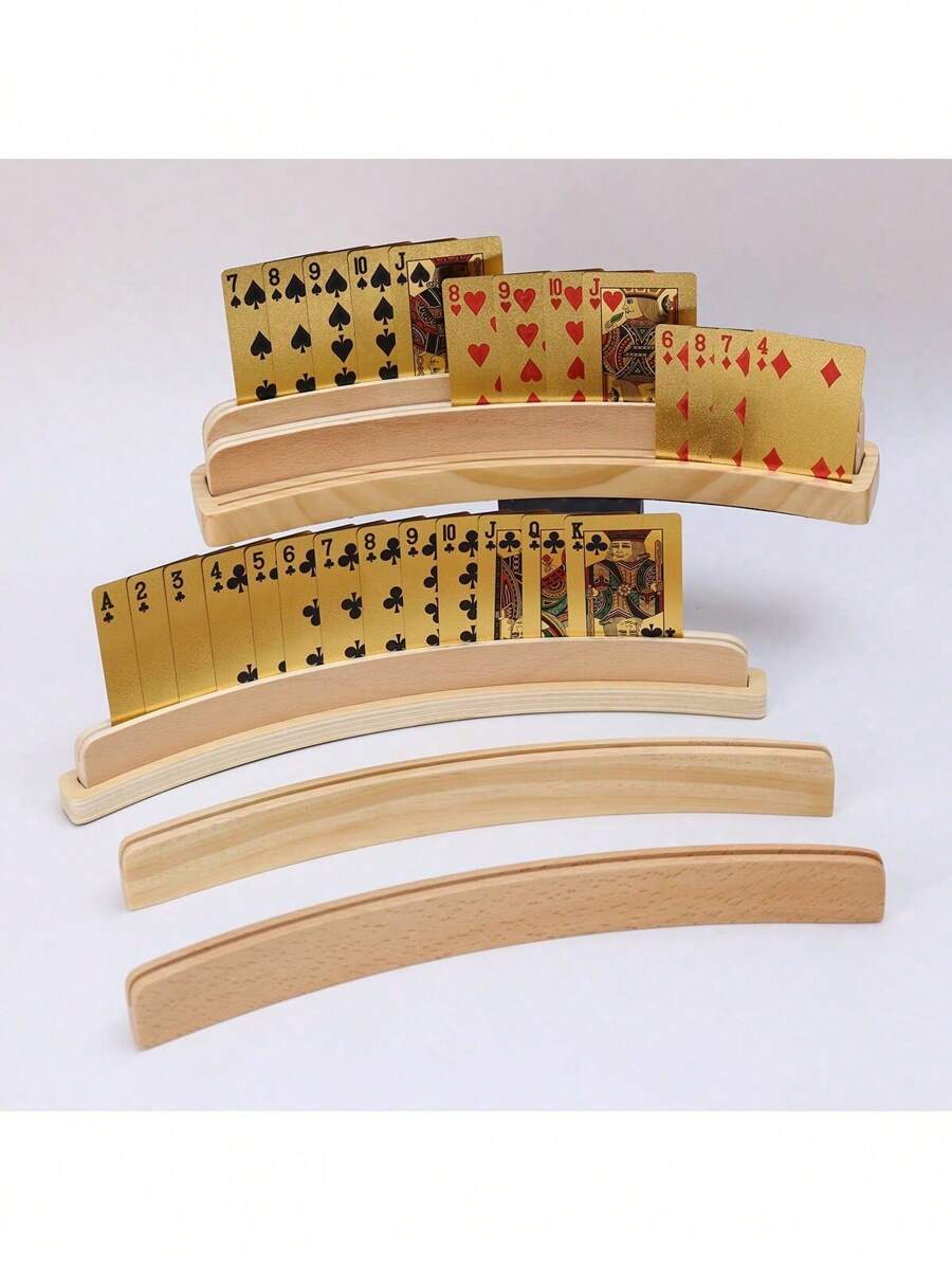 1pc,The Latest Version In 2024,Wooden Playing Card Base Solid Wood Playing Card Bracket Display Stand Wooden Crafts,Hands-Free Card Holder For Easy And Comfortable Play,Adult Party Games Suitable For Halloween/Christmas/Thanksgiving